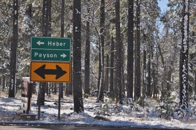 Arizona Highway 260 after a snowfall